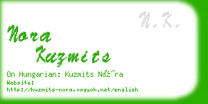 nora kuzmits business card